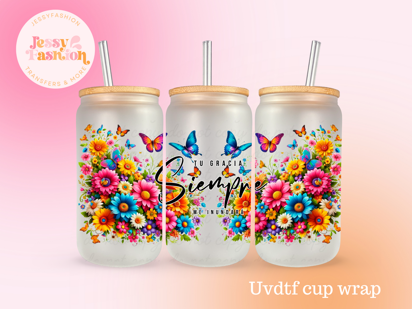 Tu gracia siempre me inundará UV DTF CUP WRAP