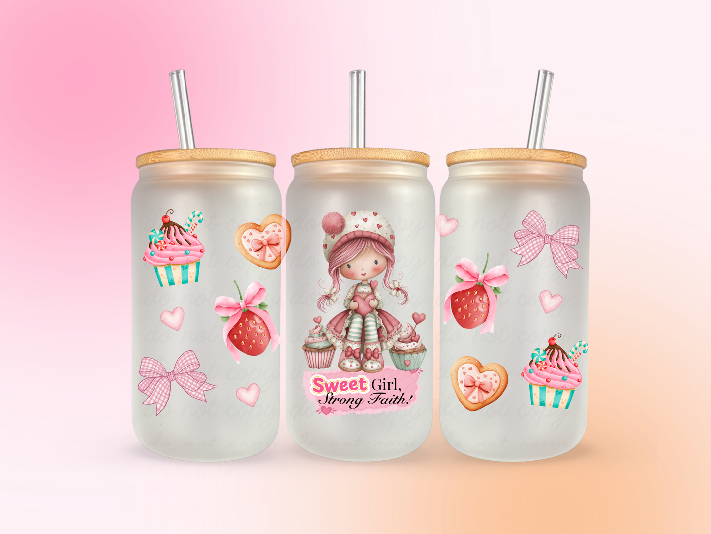 Sweet Girl Strong Faith UV DTF CUP WRAP