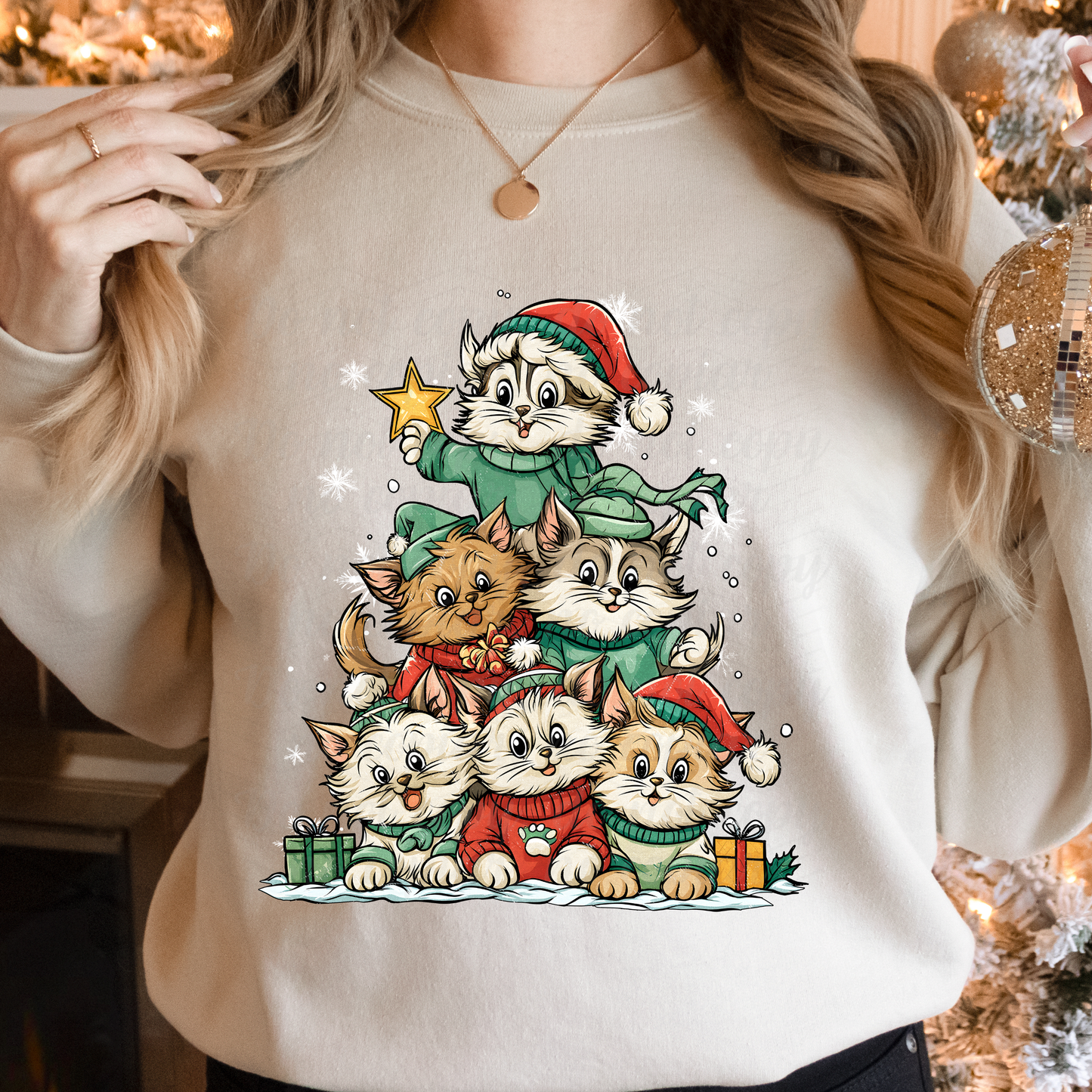 Cats Christmas Tree DTF Shirt Transfer