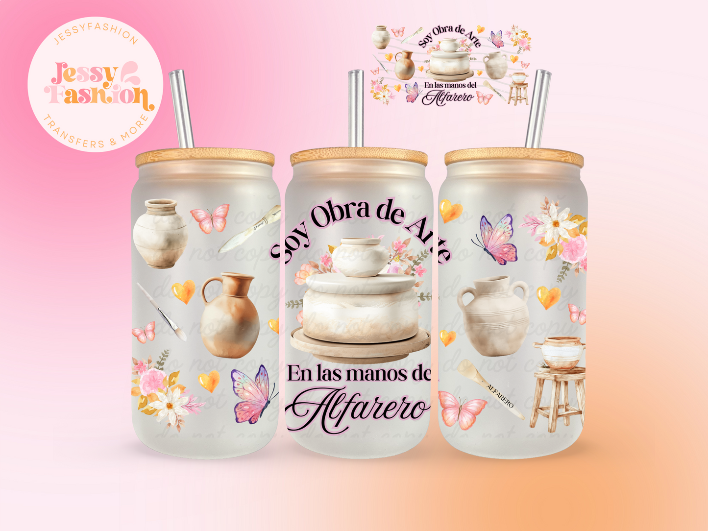 Soy una obra de arte en las manos del Alfarero UV DTF CUP WRAP