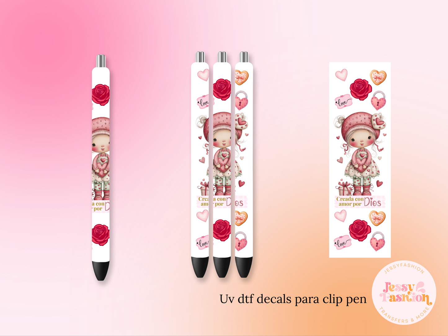 Creada con amor por Dios UV DTF DECAL BOLÍGRAFO