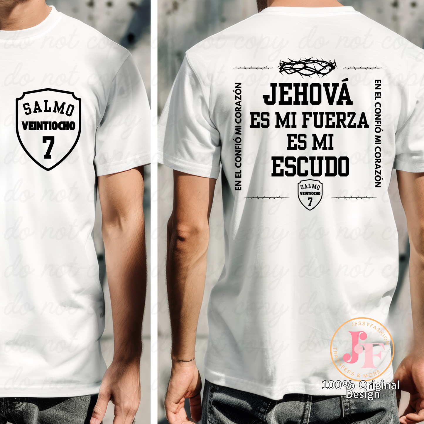 Jehová es mi fuerza Salmo 28:7 Dtf Shirt Transfer