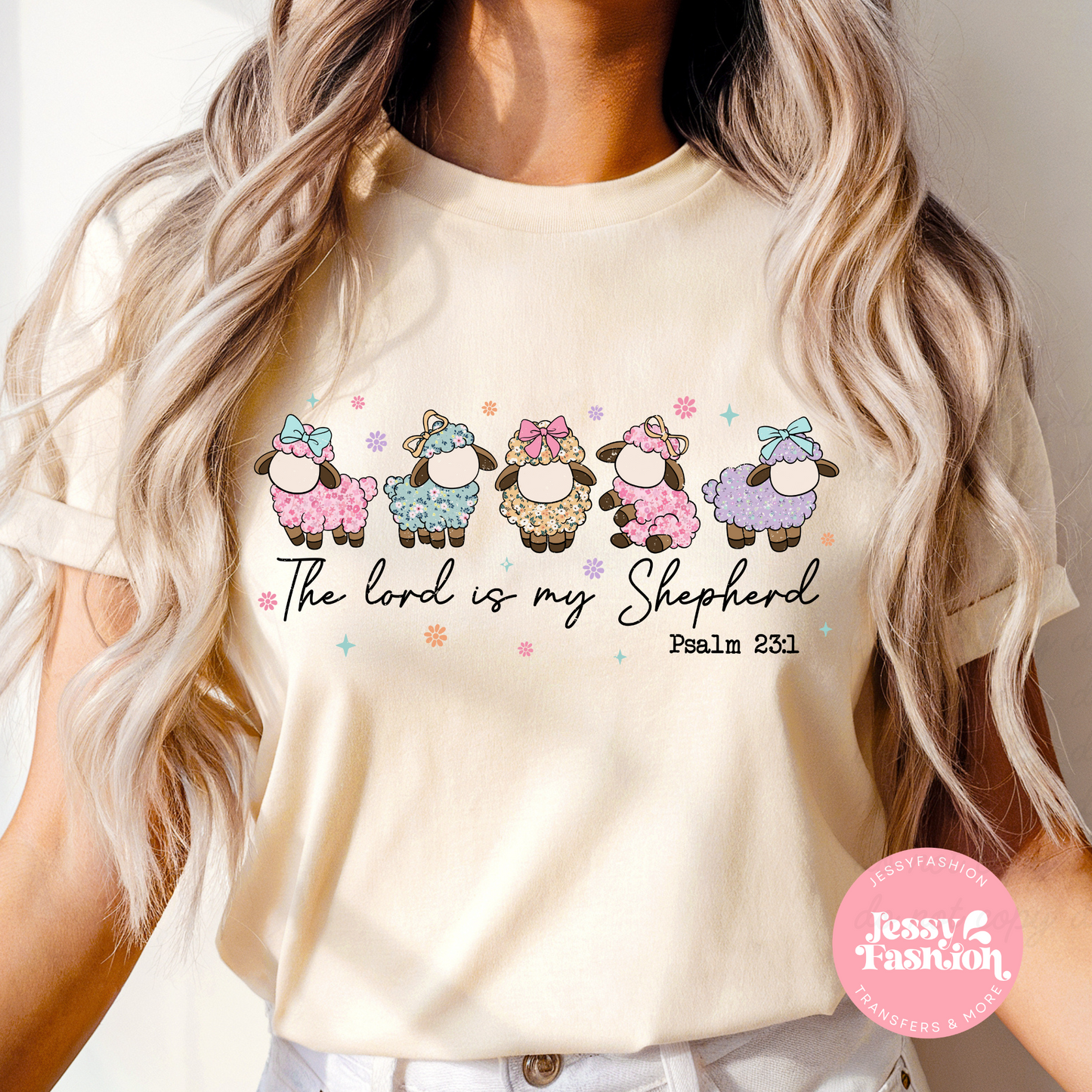 Cute sheeps the Lord is my shepherd DTF Shirt Transfer