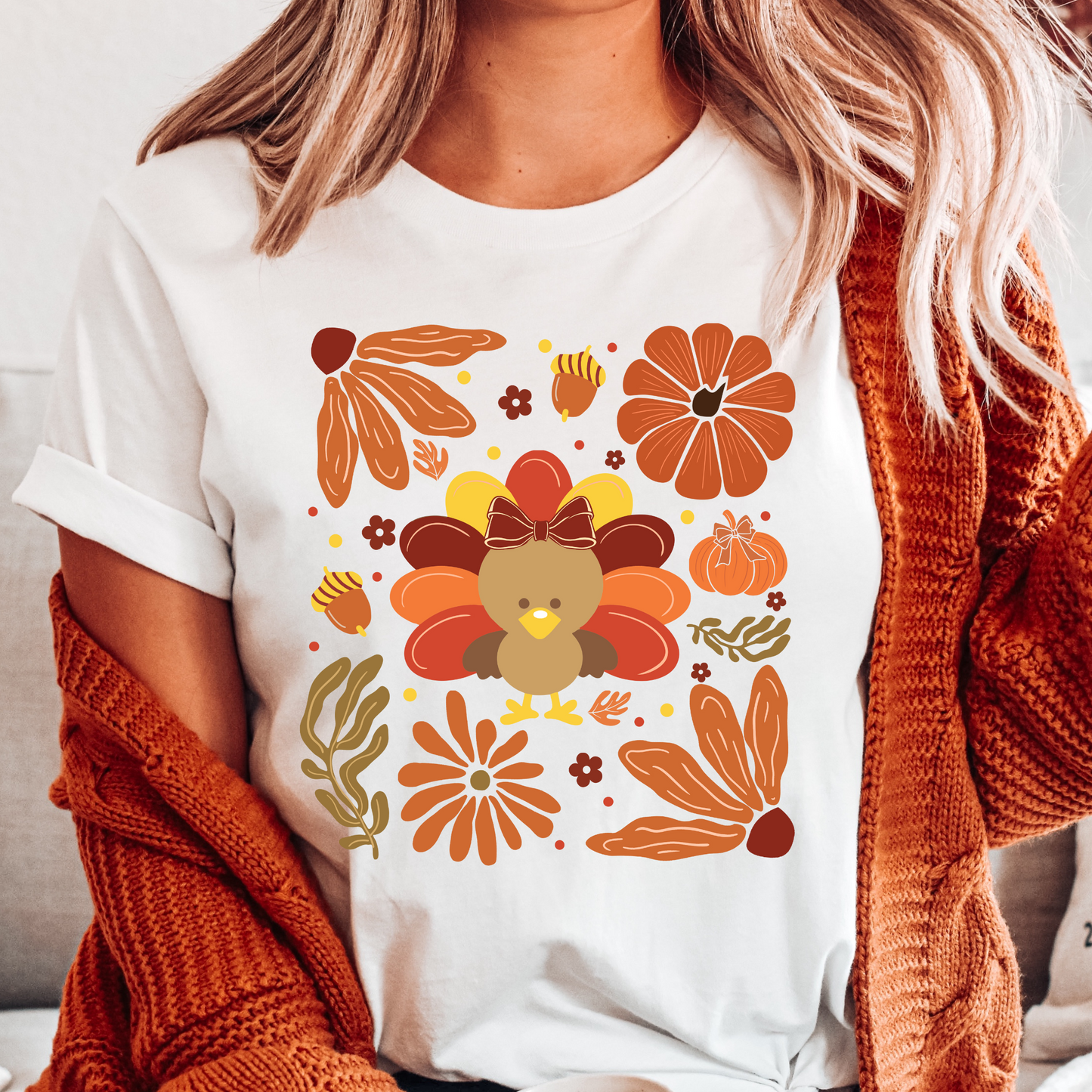 Floral Turkey DTF Shirt Transfer