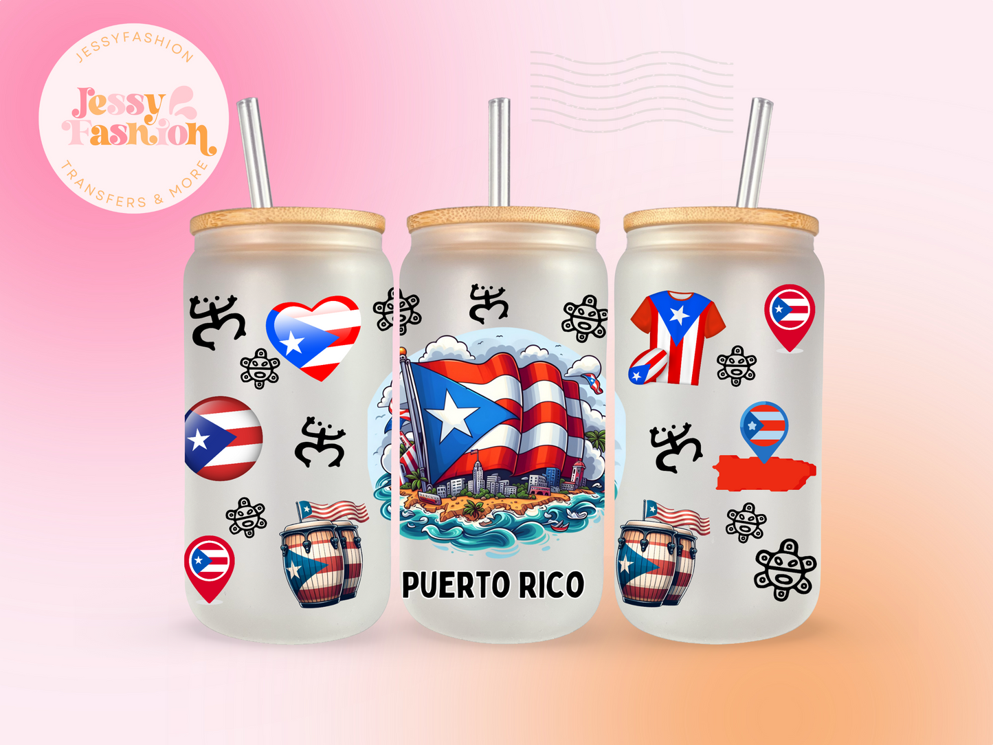 Puerto Rico Isla UV DTF CUP WRAP