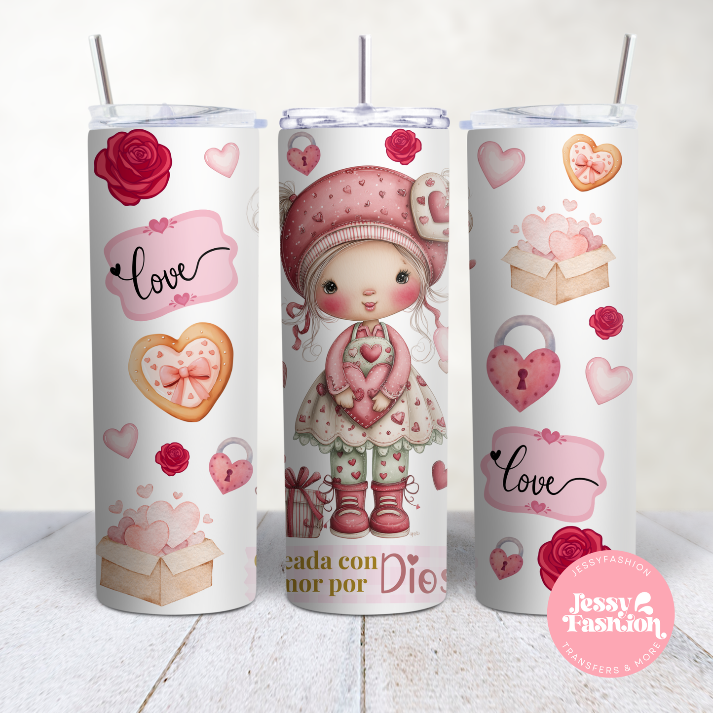 Creada con amor por Dios Sublimation Transfer Tumbler