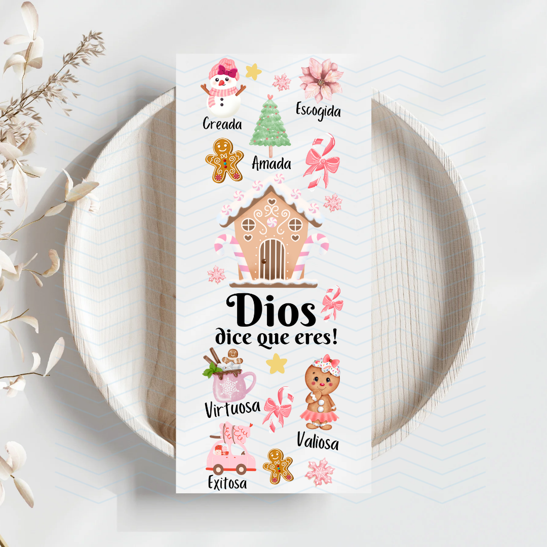Dios dice que eres! Edición Navidad Uv Dtf Bookmark