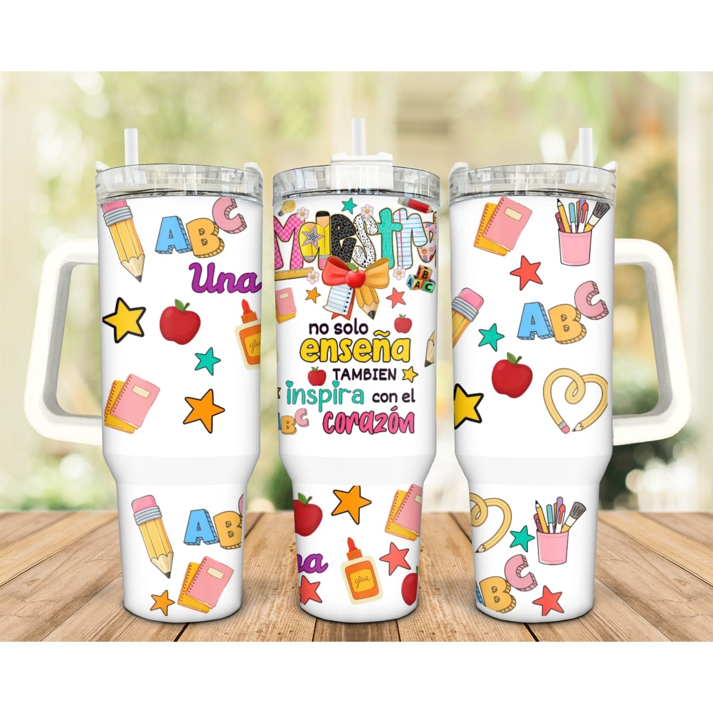 Una Maestra No Solo... 40oz Tumbler Uvdtf transfer
