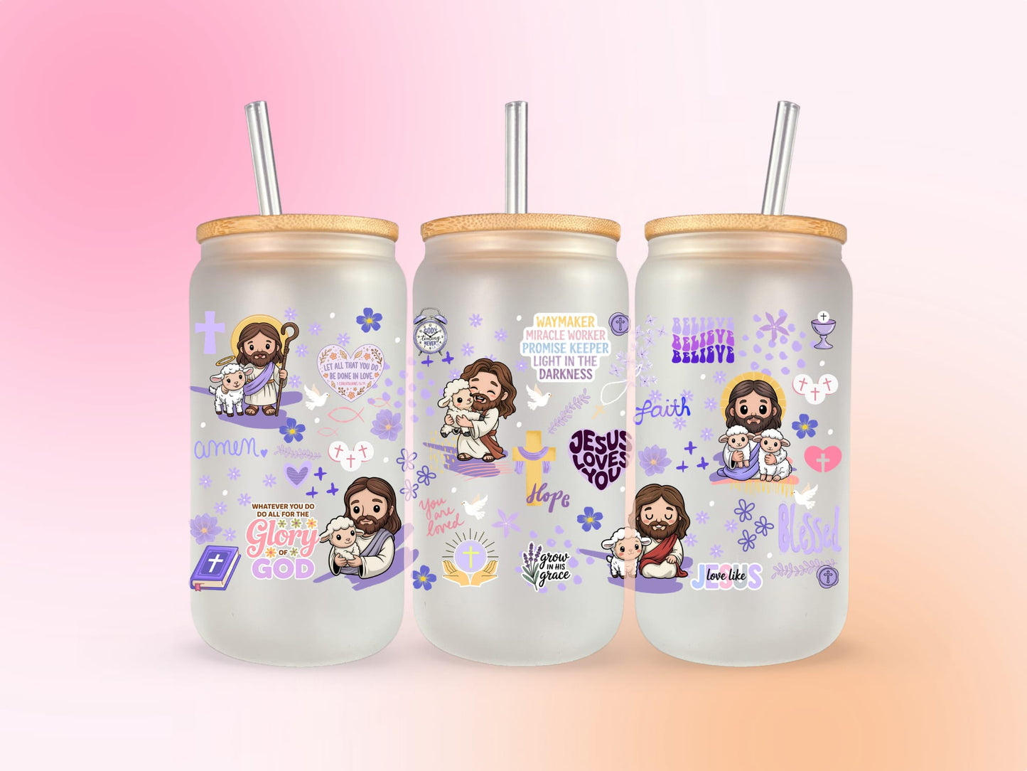 Jesus Love affirmations UV DTF CUP WRAP