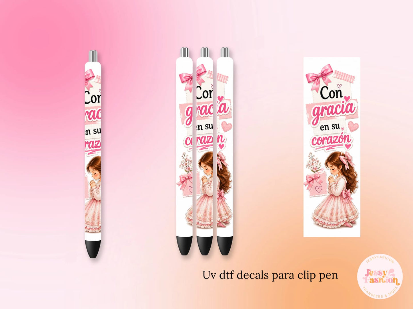 Con Gracia En Su Corazón UV DTF DECAL BOLÍGRAFO