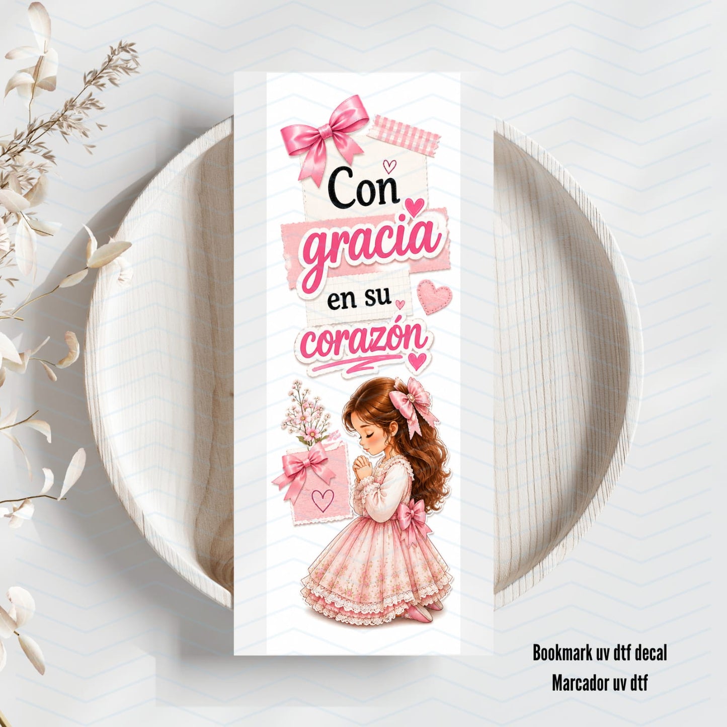Con Gracia En Su Corazón Uv Dtf Bookmark