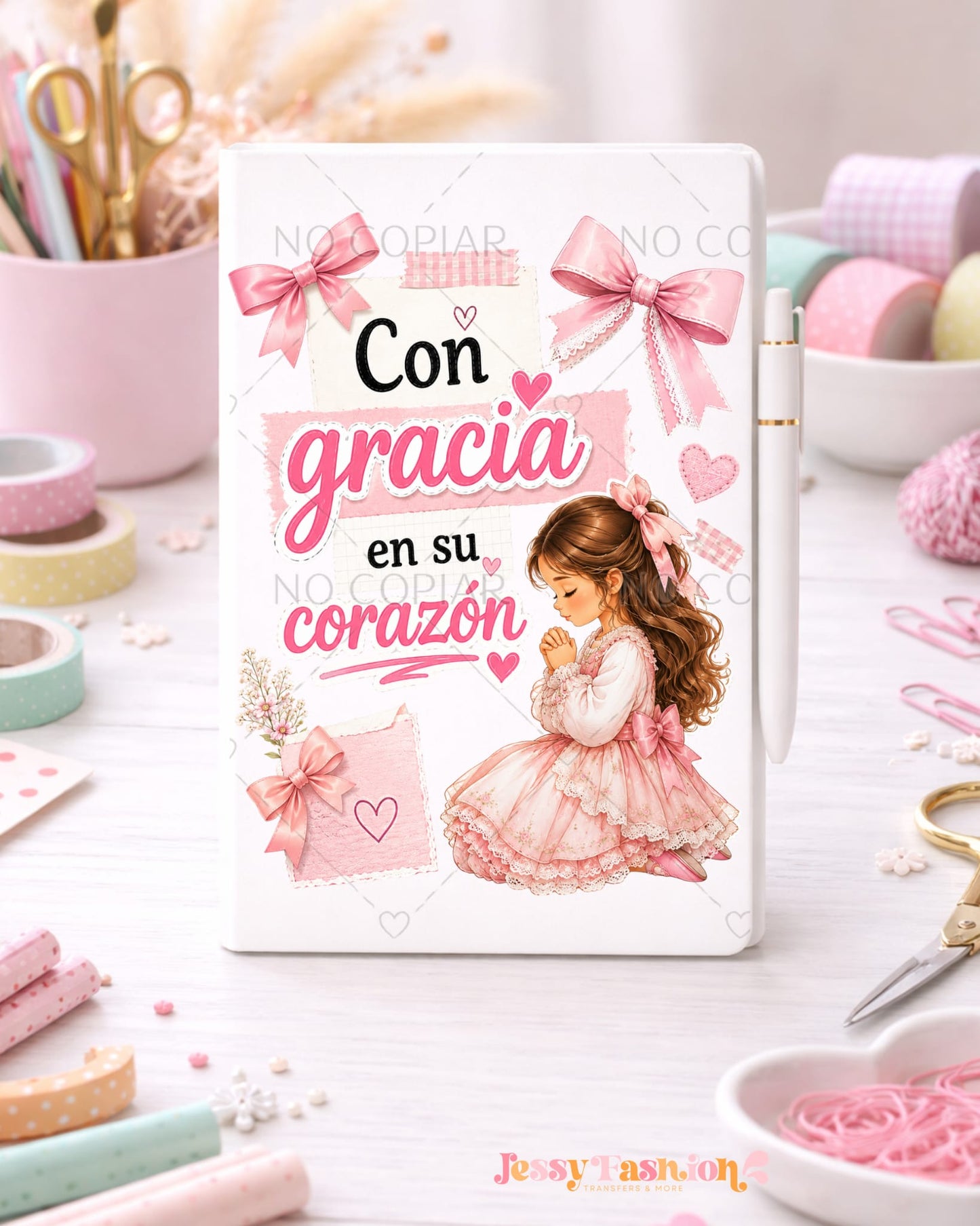 Con Gracia En Su Corazón UV dtf notebook