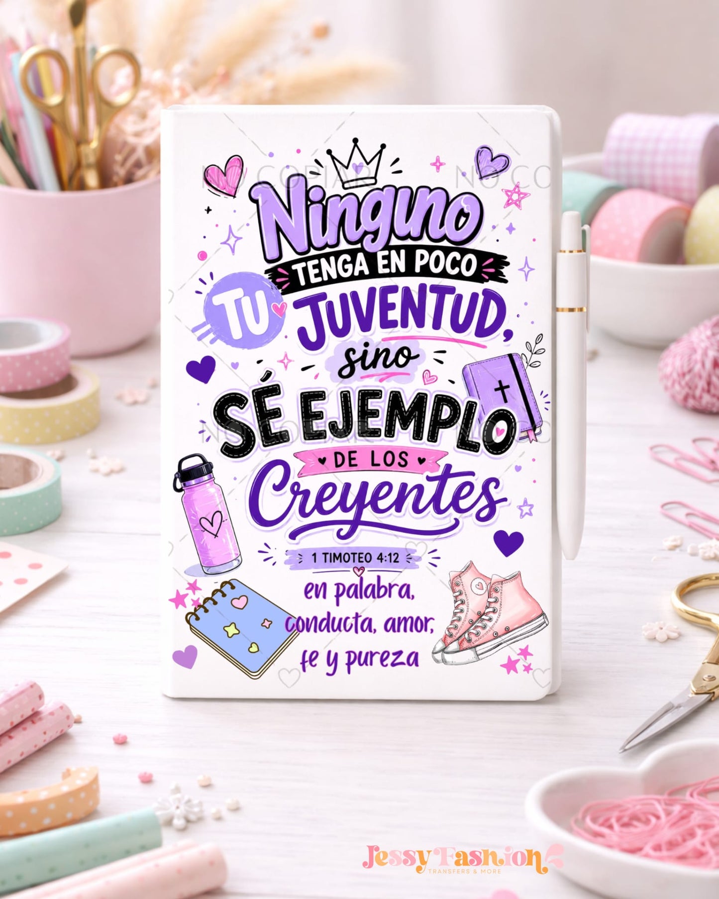 Ninguno Tenga En Poco Tu Juventud 1 Timoteo 4:12 UV dtf notebook