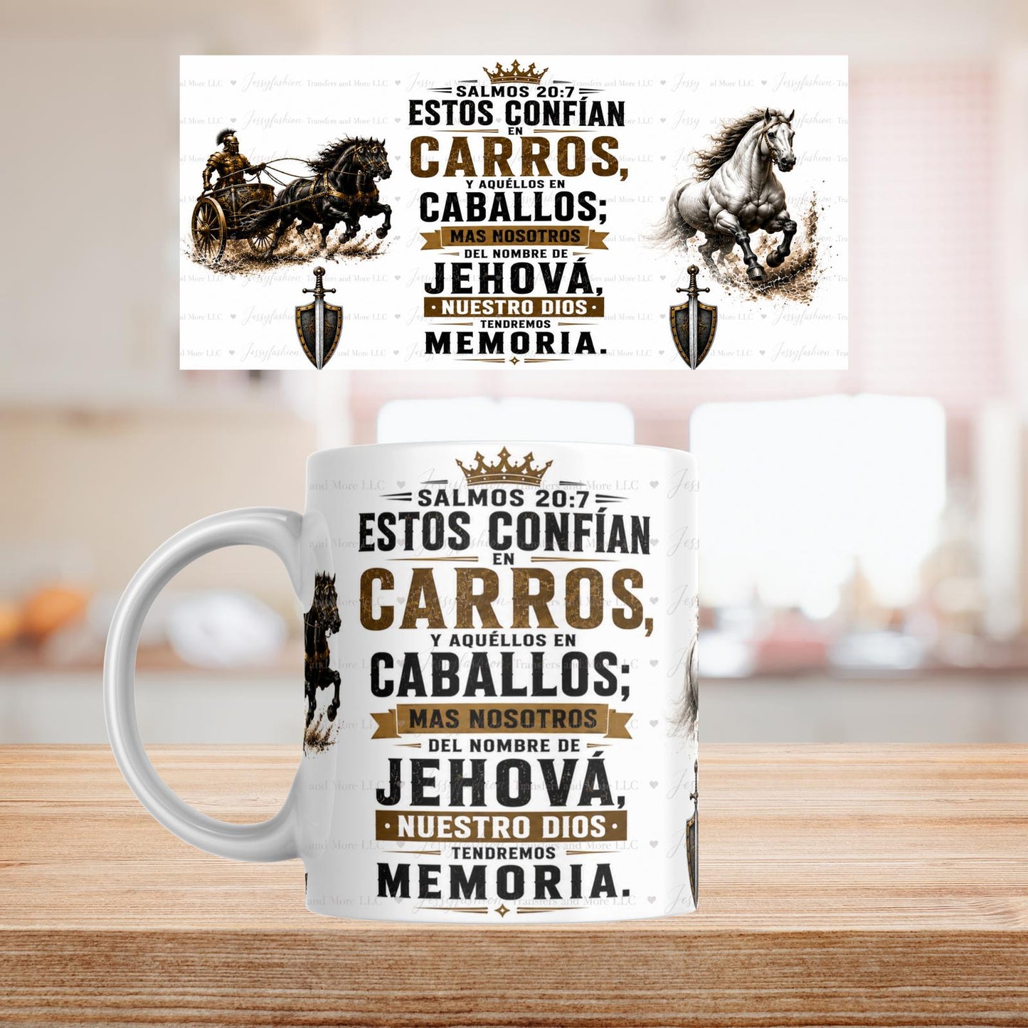 Estos Confían En Carros, Y Aquellos En Caballos mug 11oz Sublimation transfer