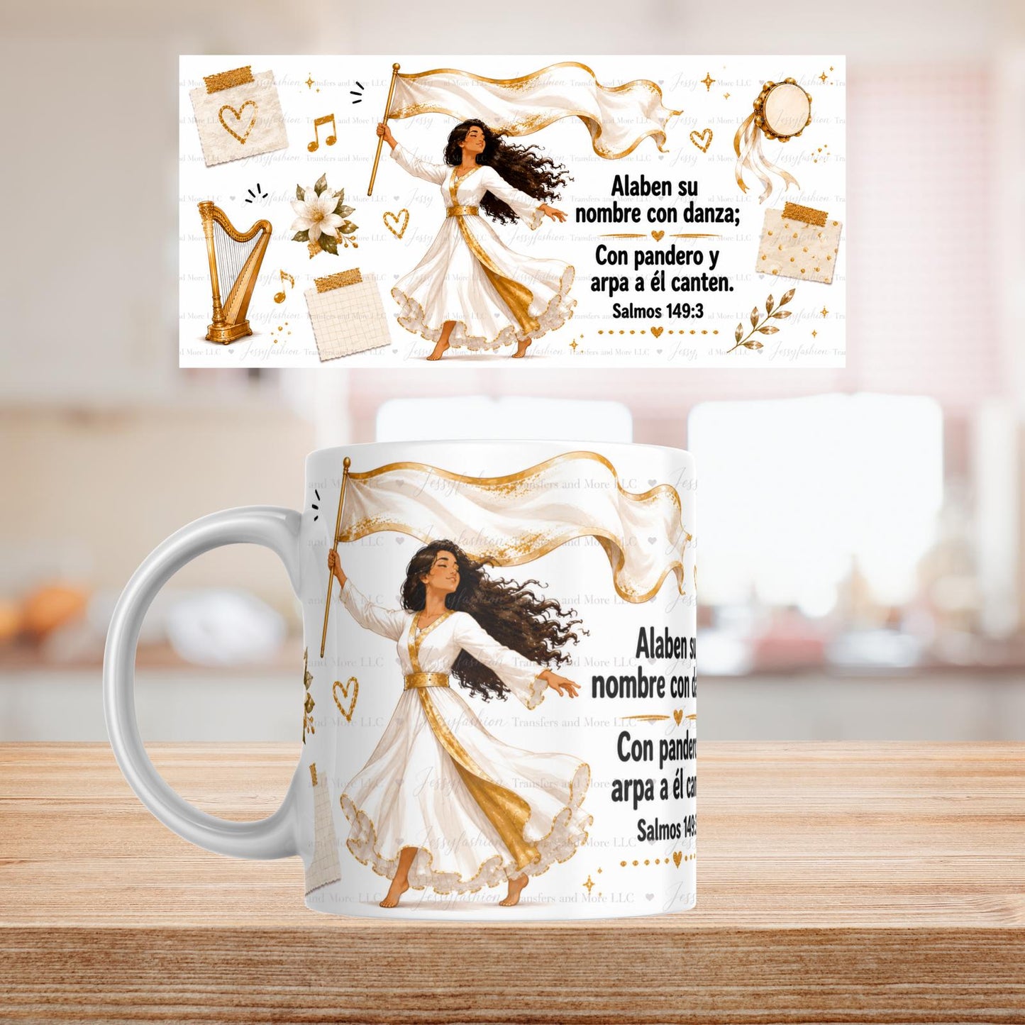 Alaben Su Nombre Con Danza mug 11oz Sublimation transfer