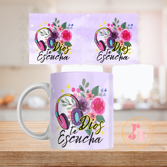 Dios te escucha mug 11oz Sublimation transfer
