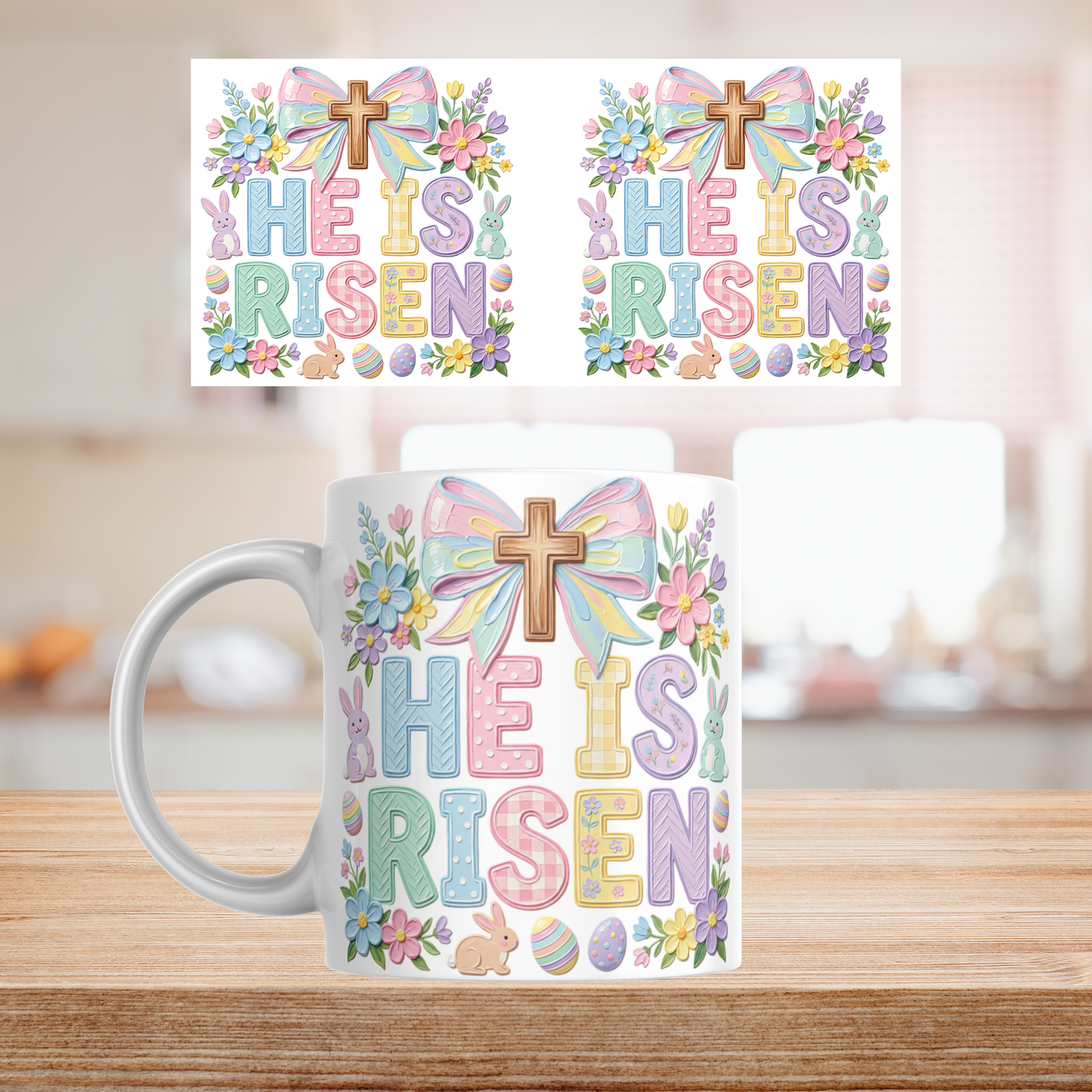 He is risen mug 11oz Sublimation transfer