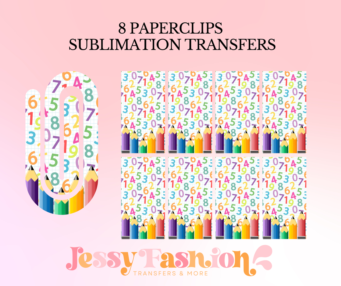Teacher numbers paperclip SUBLIMATION TRANSFER