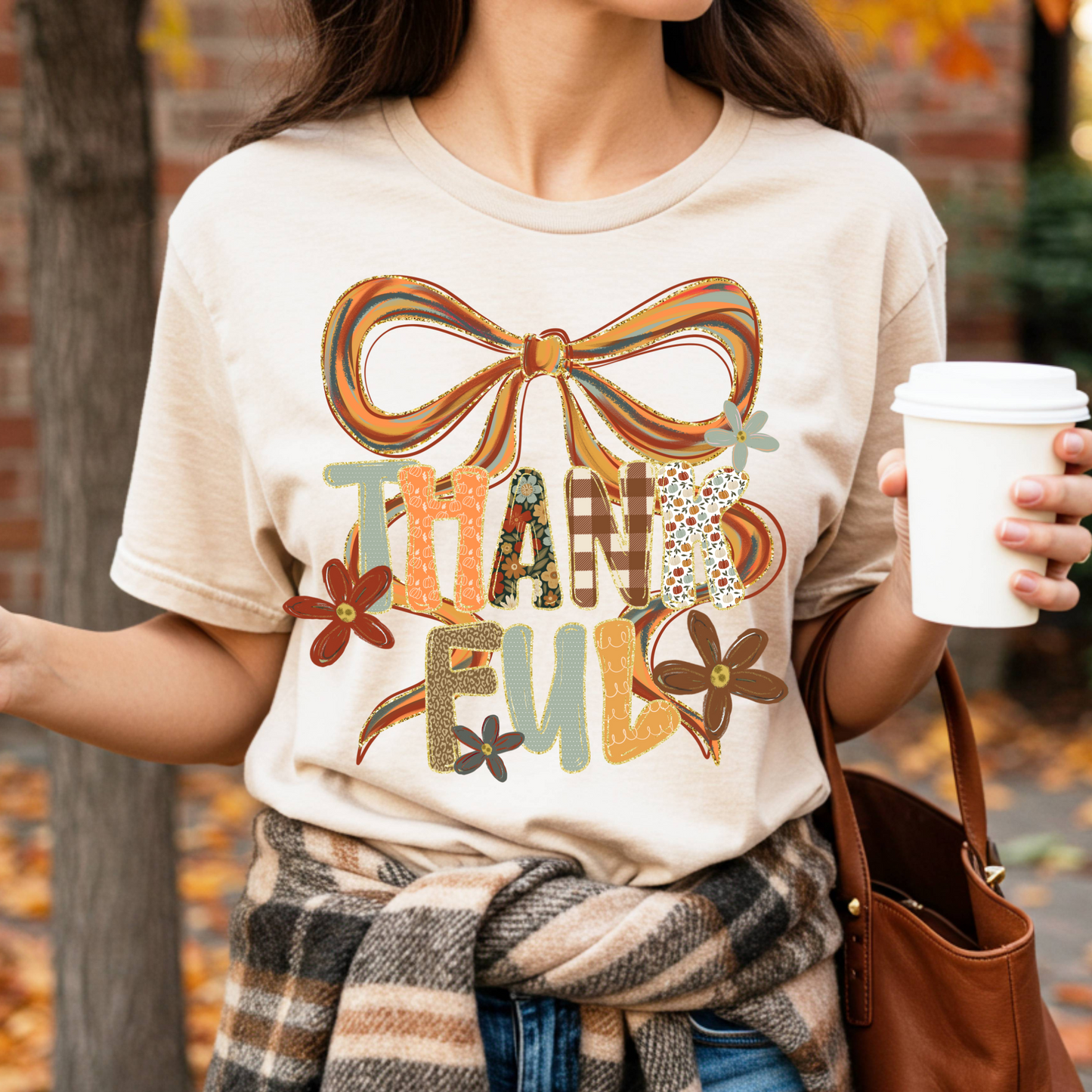 Thankful fall bow DTF Shirt Transfer