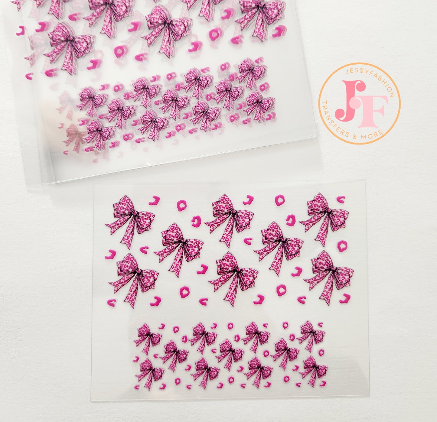 Pink Bow mini tumbler uv dtf wrap