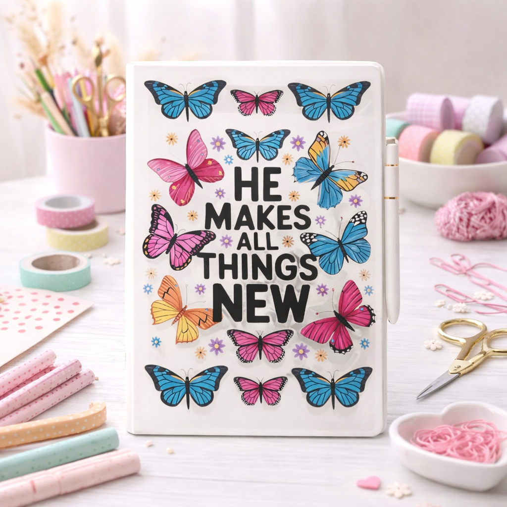 He makes all things new! UV dtf notebook