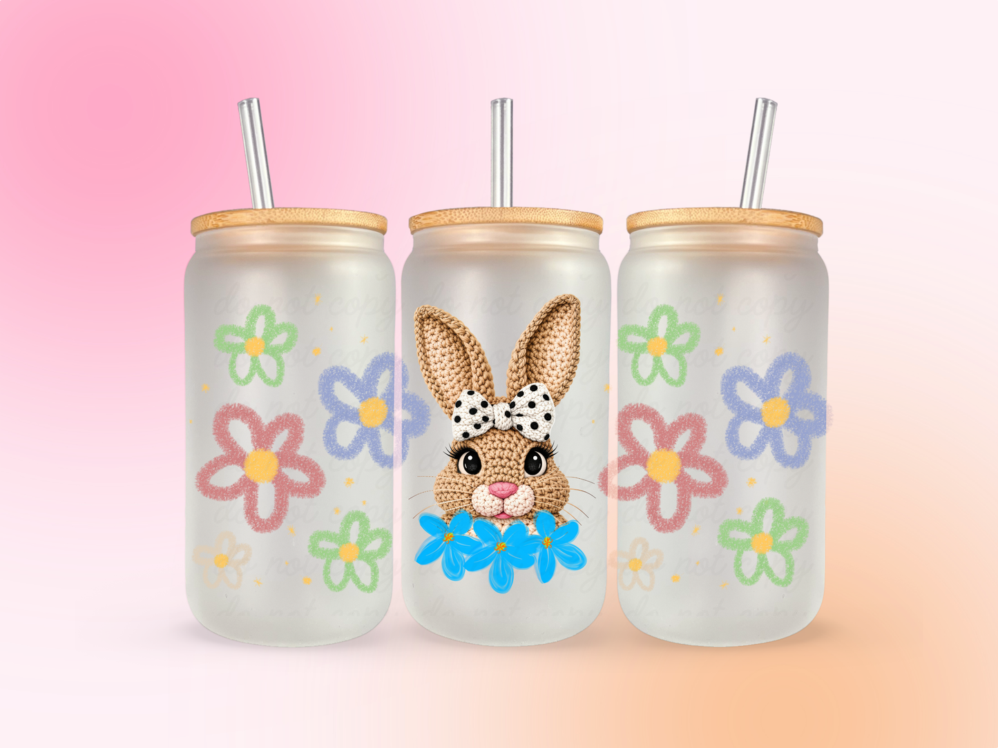 Easter Bunny Crochet UV DTF CUP WRAP