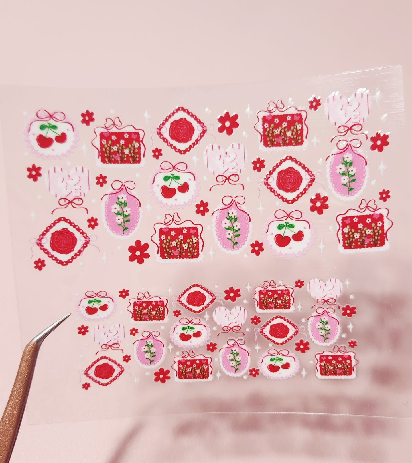 Cherries and bow Mini uv dtf wrap