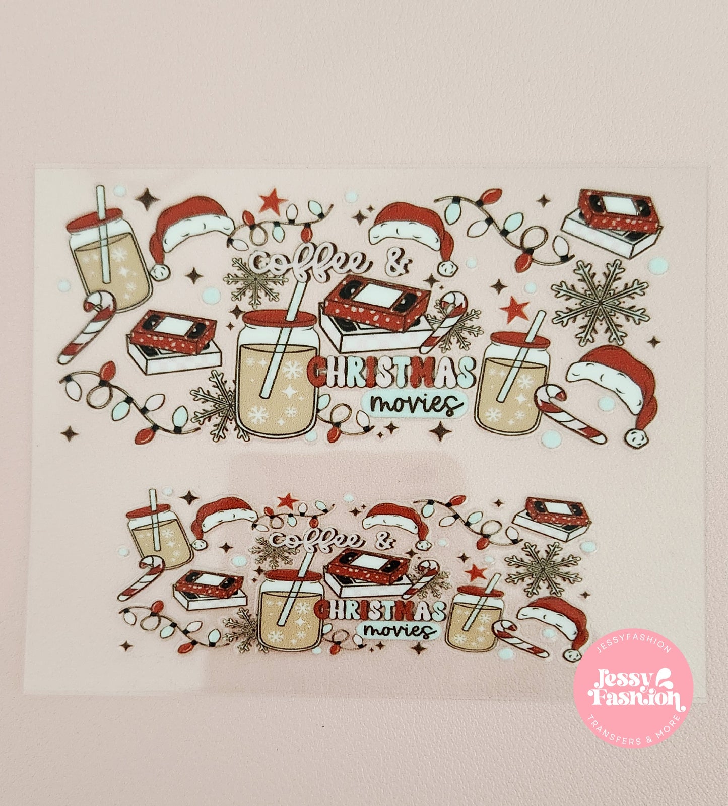 Coffee and Christmas Movies Mini uv dtf wrap