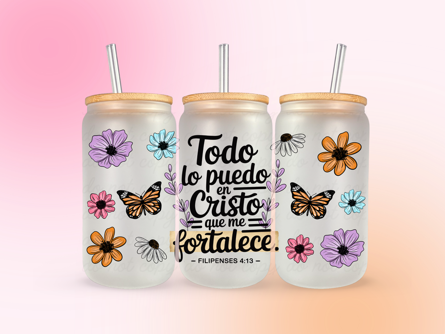 Todo lo puedo en Cristo UV DTF CUP WRAP