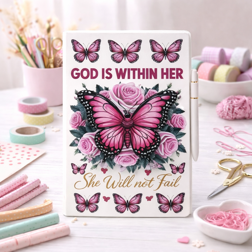 God is with her UV dtf notebook
