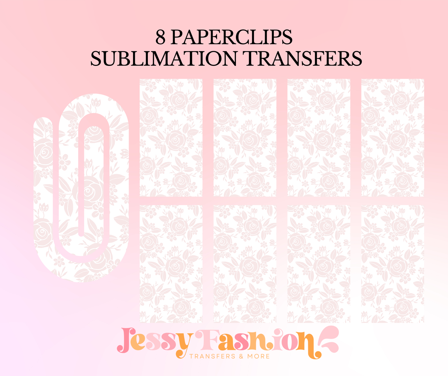 Pink light flowers paperclip SUBLIMATION TRANSFER