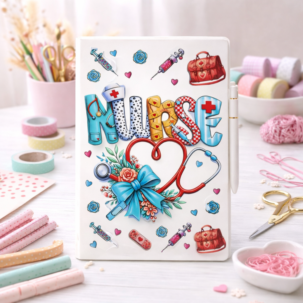 Nurse blue bow UV dtf notebook