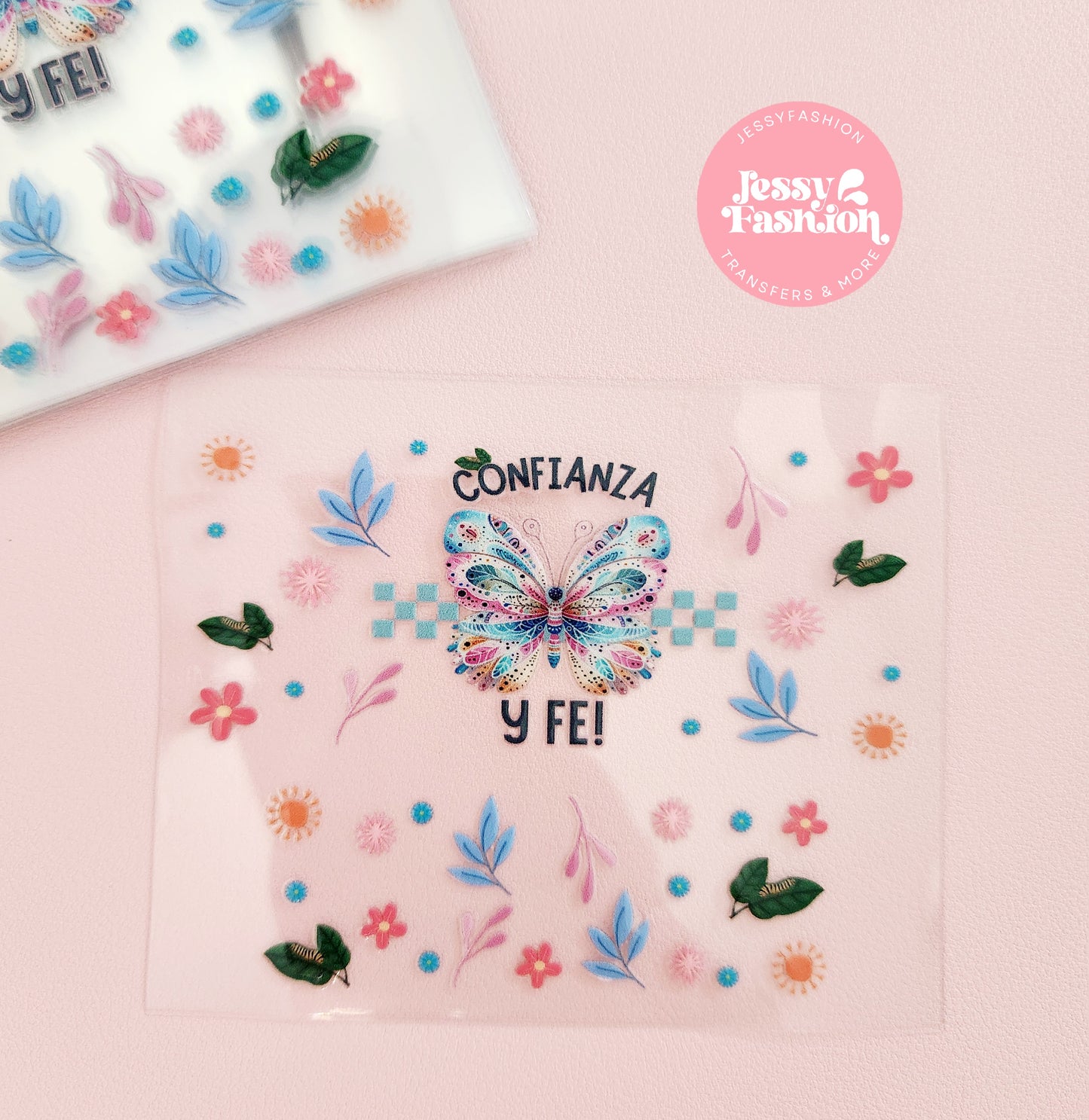 Confianza y Fe mini tumbler uv dtf wrap