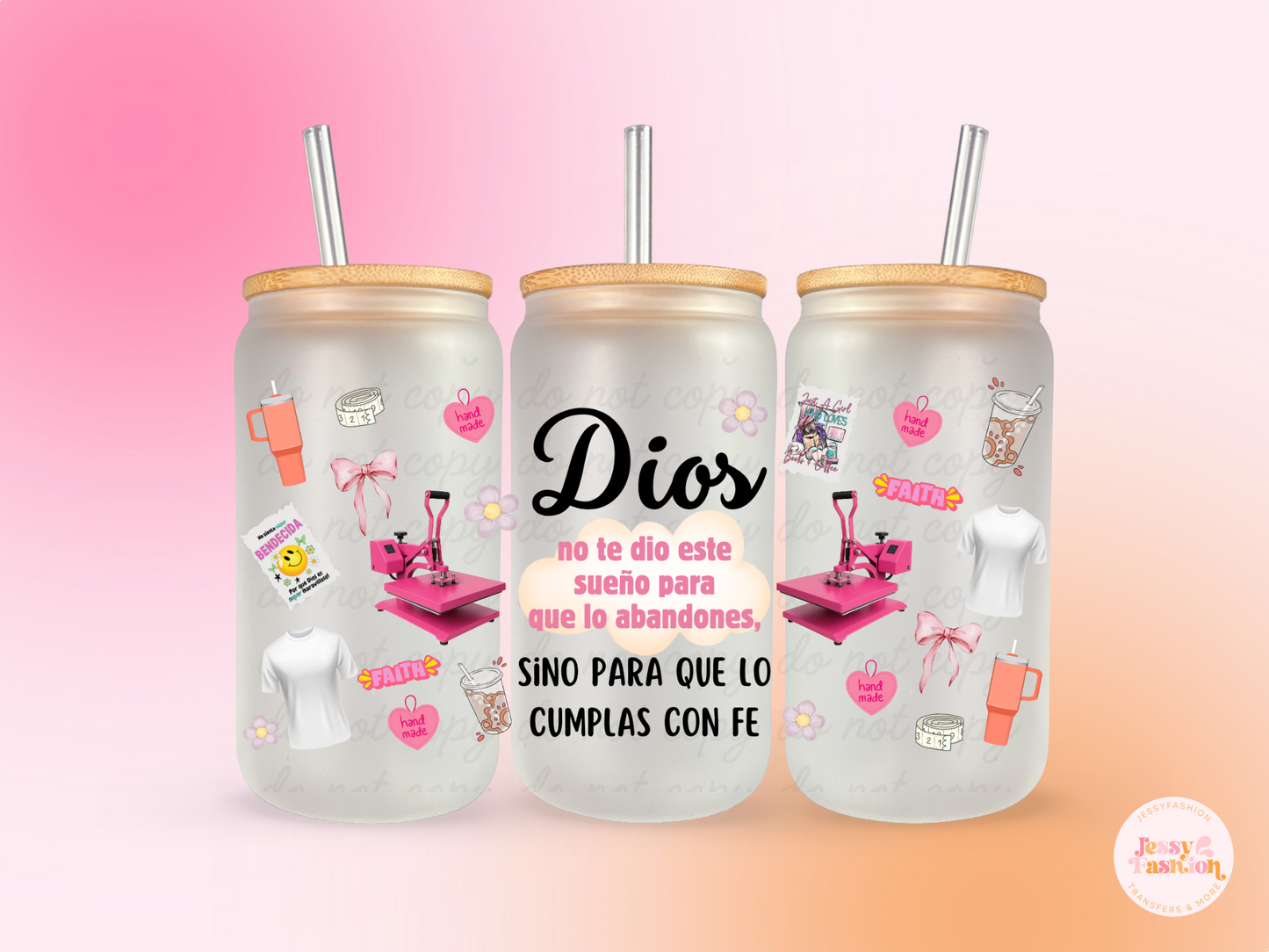 Dios no te dio este sueño para que lo abandones UV DTF CUP WRAP