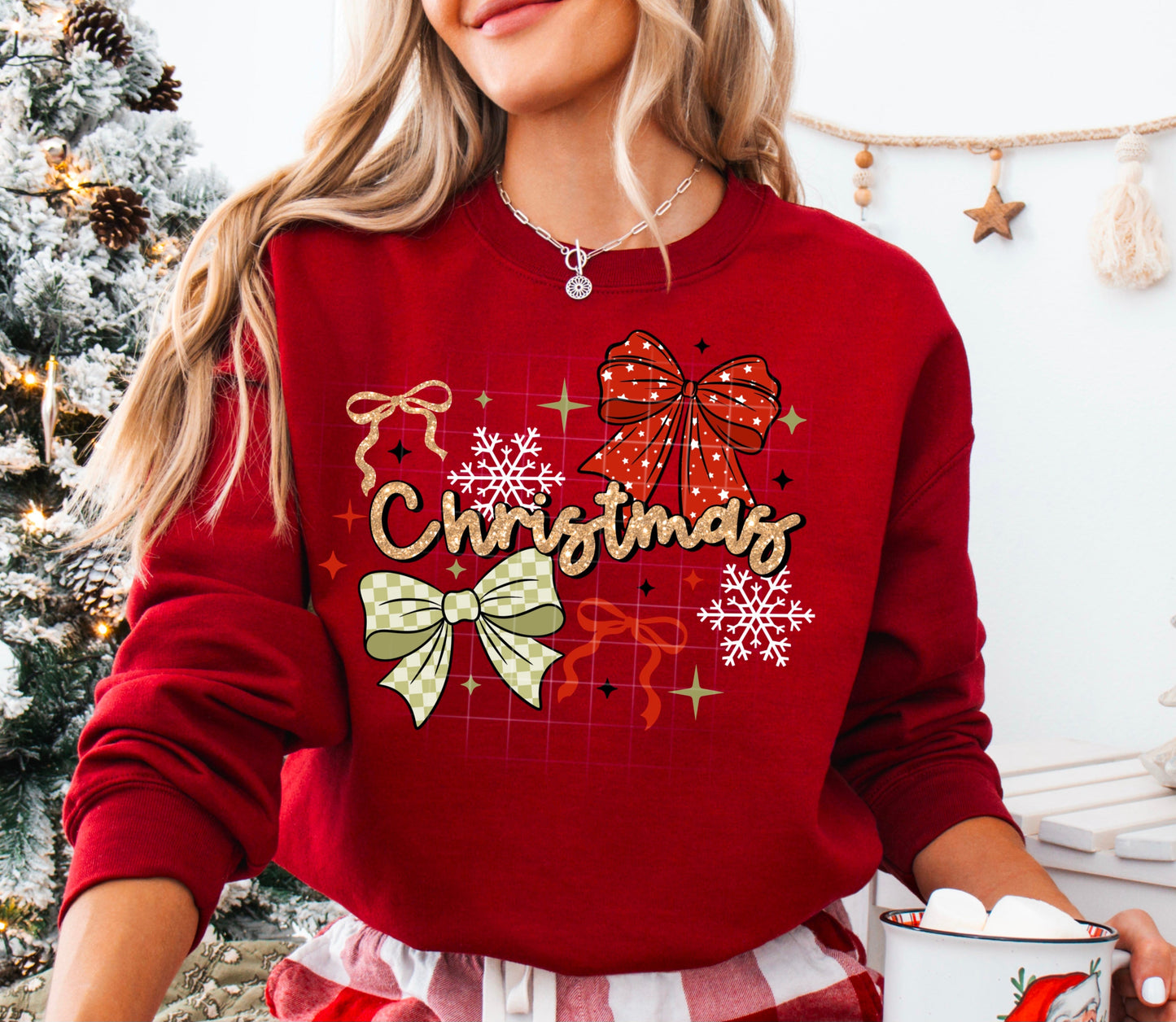 Christmas Bow Dtf Shirt Transfer