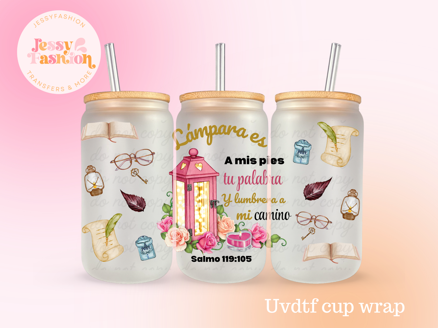 Lámpara es... Salmo 119:105 UV DTF CUP WRAP