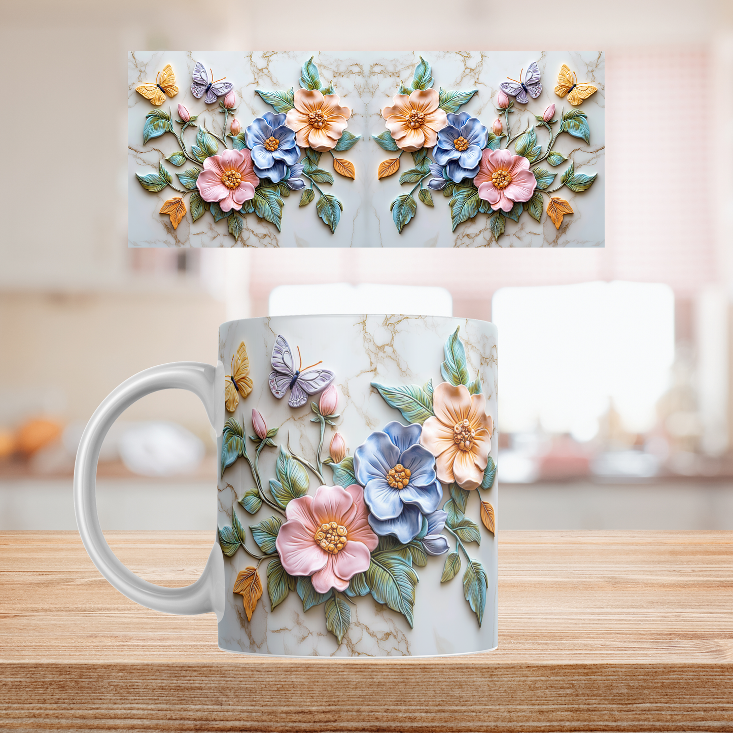 Beautiful flowers mug 11oz Sublimation transfer