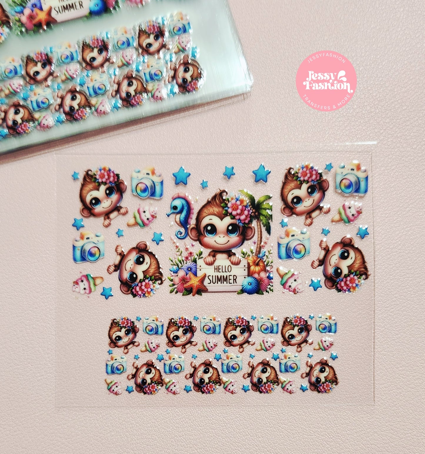Cute monkey Mini uv dtf wrap