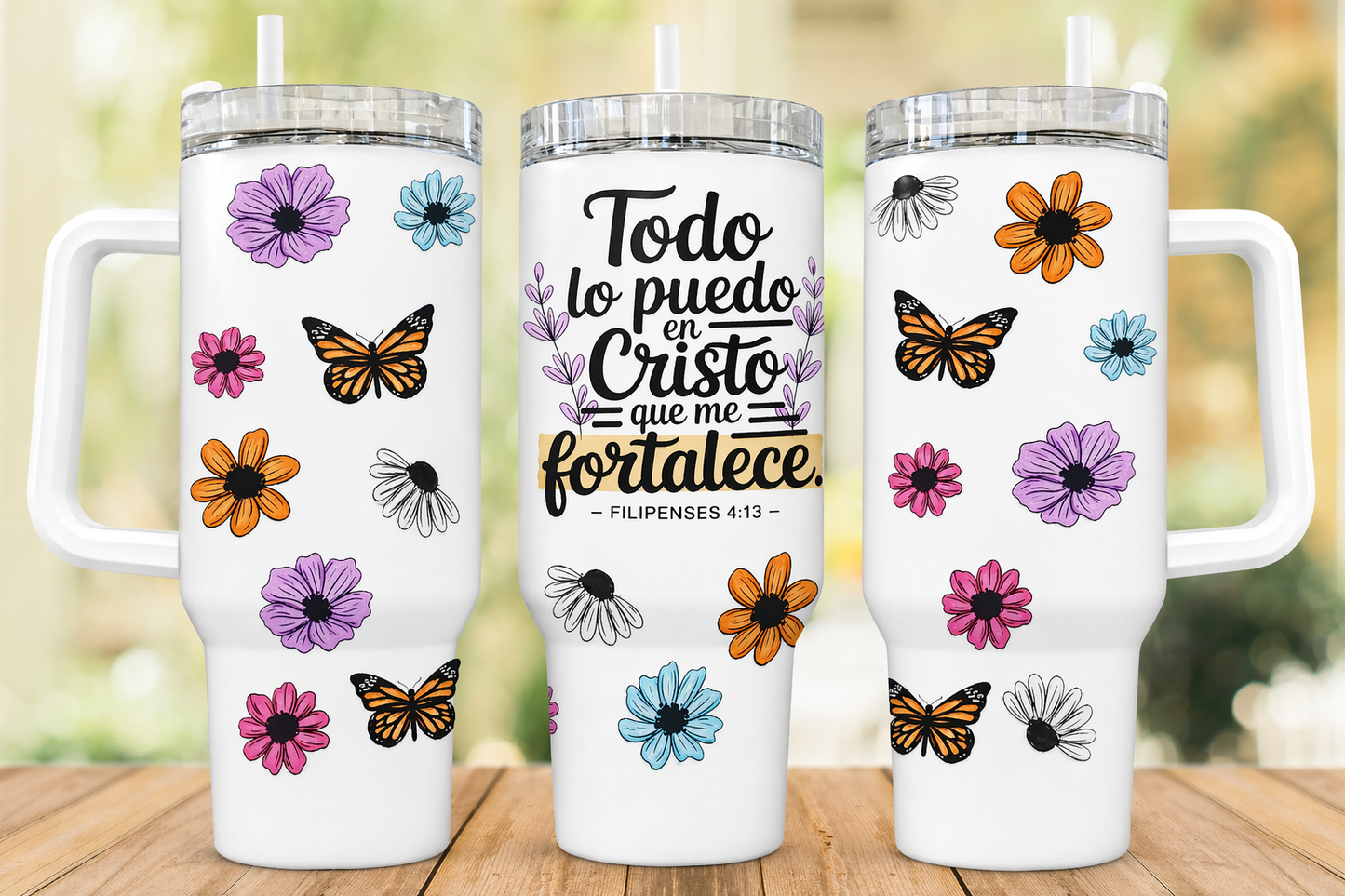 Todo lo puedo en Cristo 40oz Tumbler Uvdtf transfer
