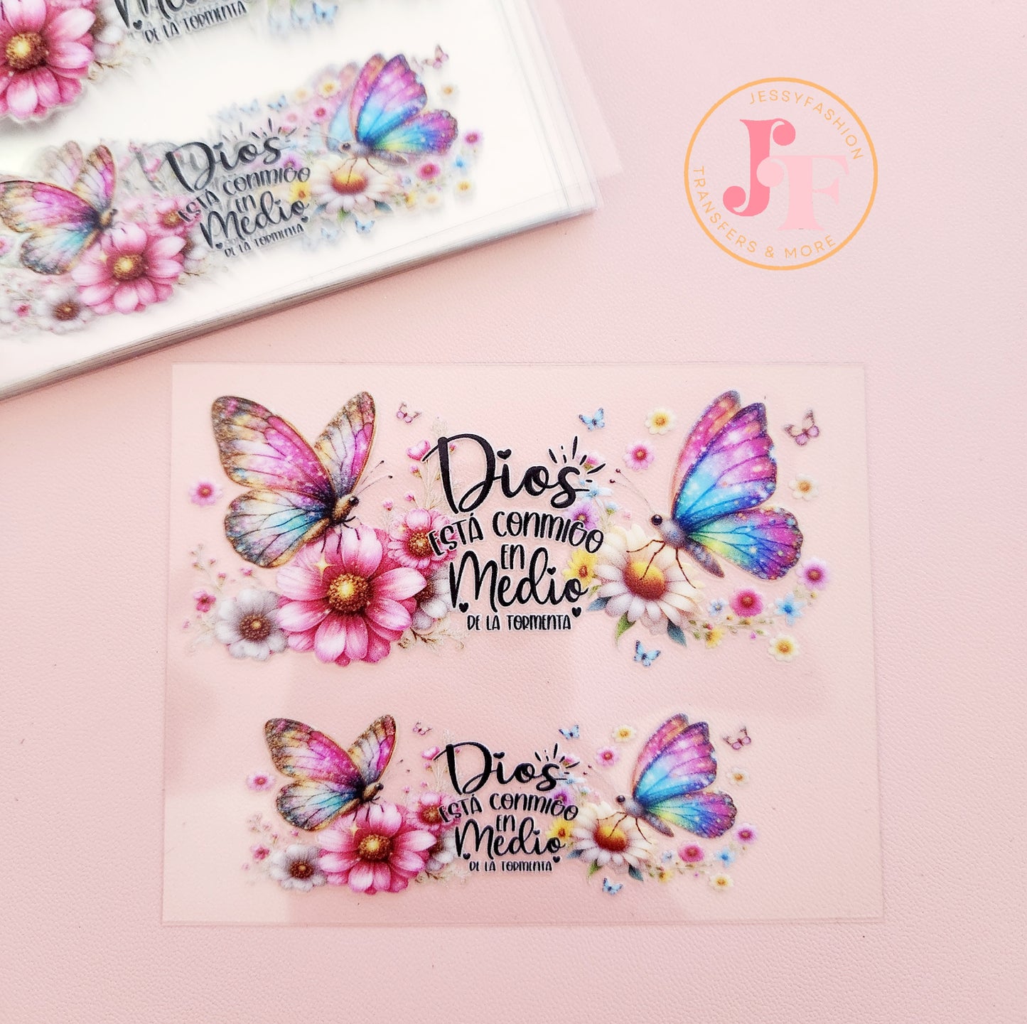 Dios está conmigo mini tumbler uv dtf wrap