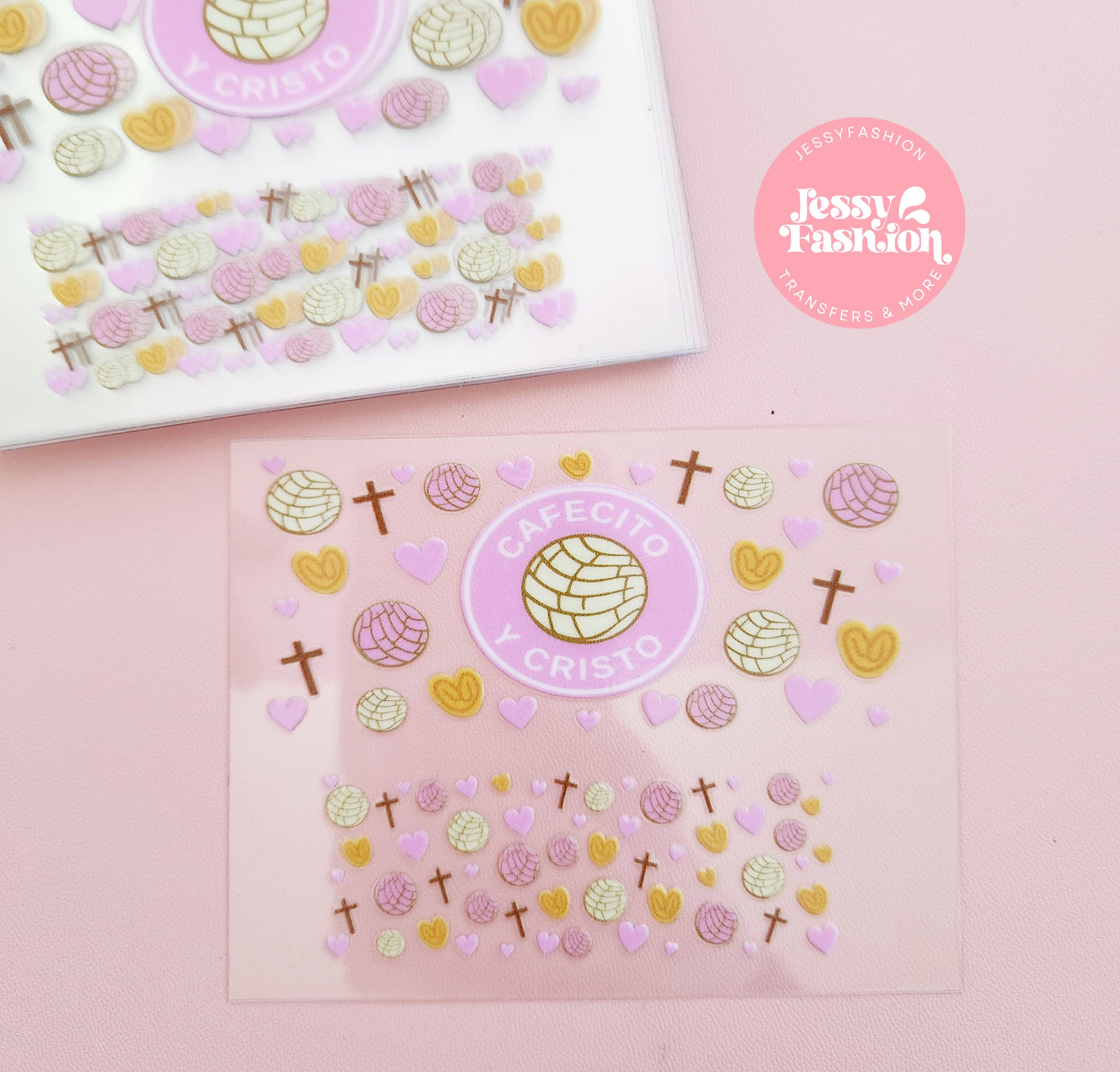 Cafecito y Cristo mini tumbler uv dtf wrap