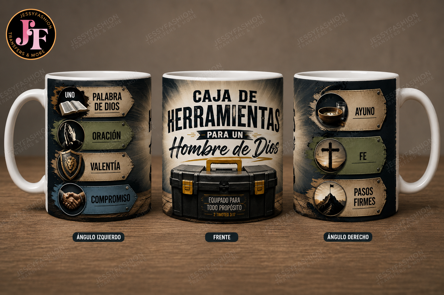 Caja de herramientas para un hombre de Dios mug 11oz Sublimation transfer