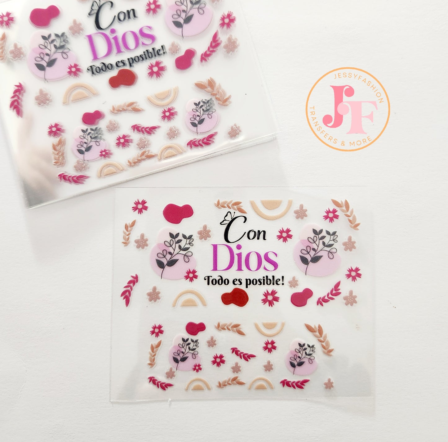 Con Dios todo es posible mini tumbler uv dtf wrap