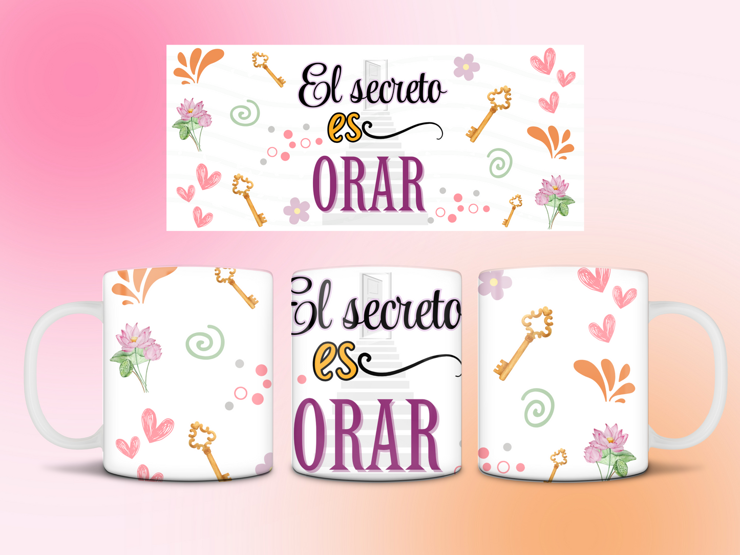El secreto es orar mug 11oz Sublimation transfer
