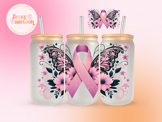 Pink Ribbon Butterfly UV DTF WRAP