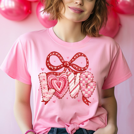 Love Faux Yarn Dtf Shirt Transfer