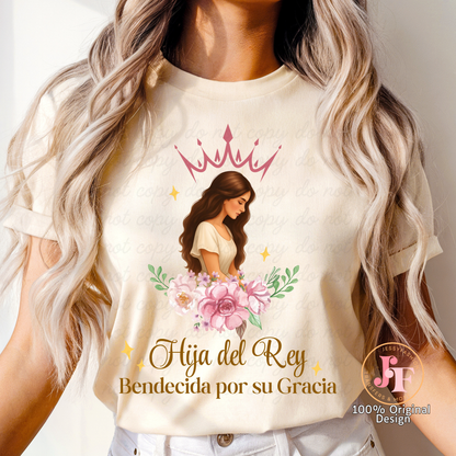 Hija del Rey bendecida por su gracia DTF Shirt Transfer