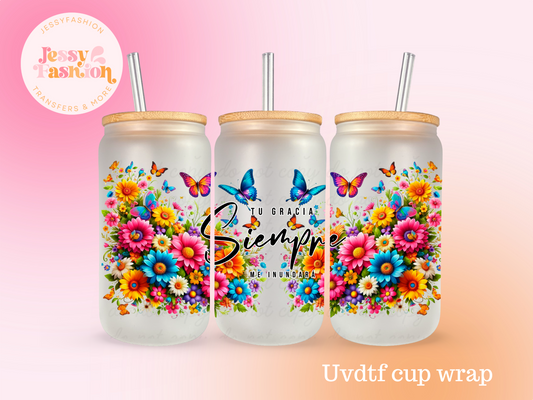 Tu gracia siempre me inundará UV DTF CUP WRAP