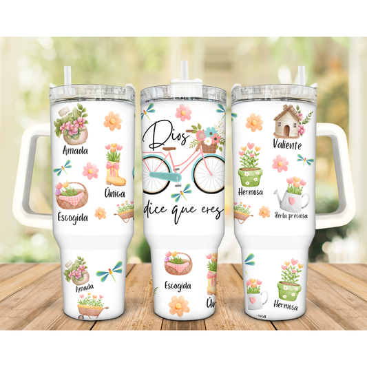 Dios dice que eres...40oz Tumbler Uvdtf transfer