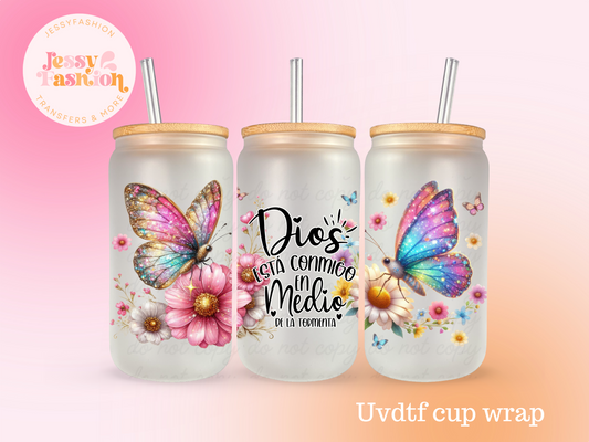 Dios está conmigo UV DTF CUP WRAP